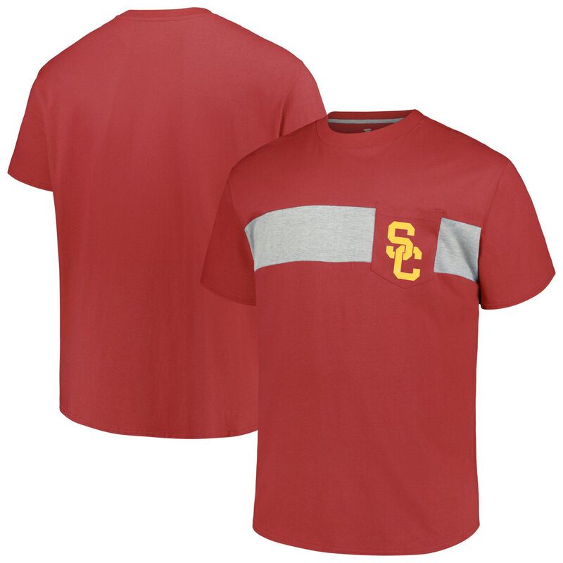 プロファイル メンズ トップス Tシャツ トール Men's Profile Cardinal USC Trojans Big & Tall Color Stripe T-Shirt Usc Red レッド