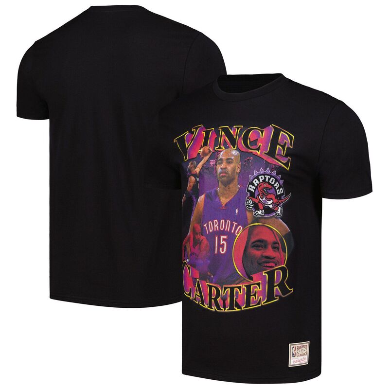 ミッチェル&ネス メンズ トップス Tシャツ Men's Mitchell & Ness Vince Carter Black Toronto Raptors Hardwood Classics Collage T-Shirt Rpt Black ブラック