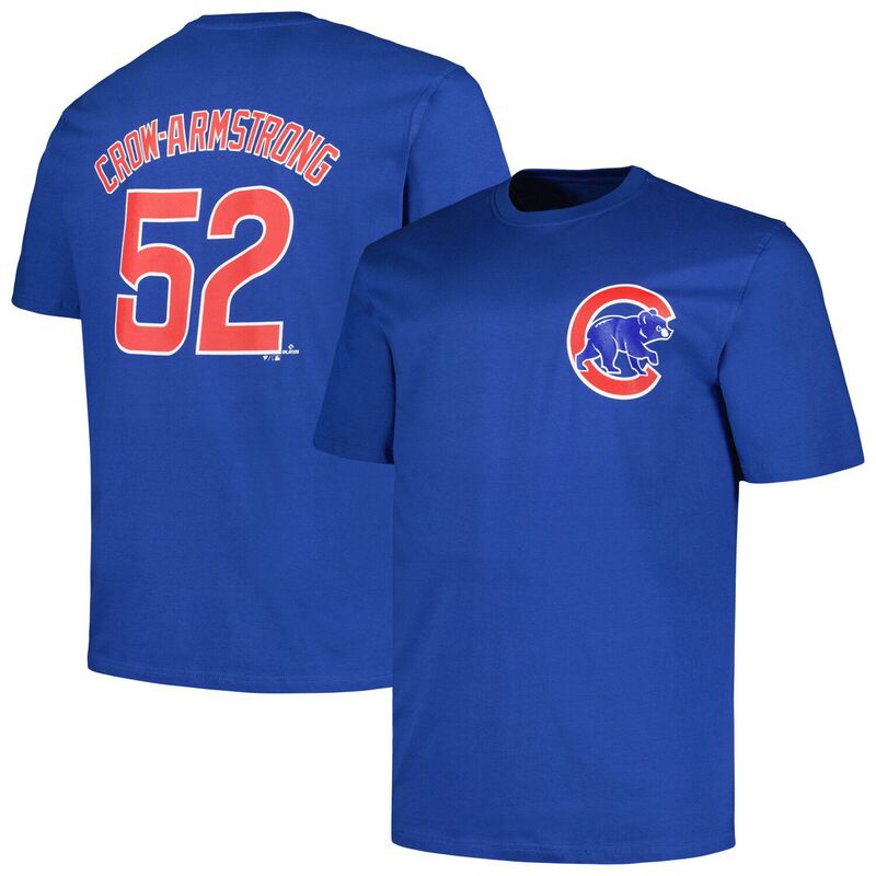 プロファイル メンズ トップス Tシャツ Men Profile Pete Crow-Armstrong Royal Chicago Cubs Name \u0026 Number T-Shirt Cublue ブルー