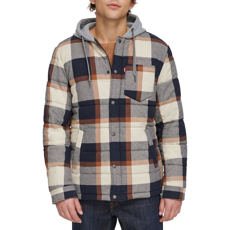 リーバイス メンズ アウター ジャケット・ブルゾン キルティング シャツ Men's Levi'sR Quilted Hooded Shirt Jacket Beige ベージュ