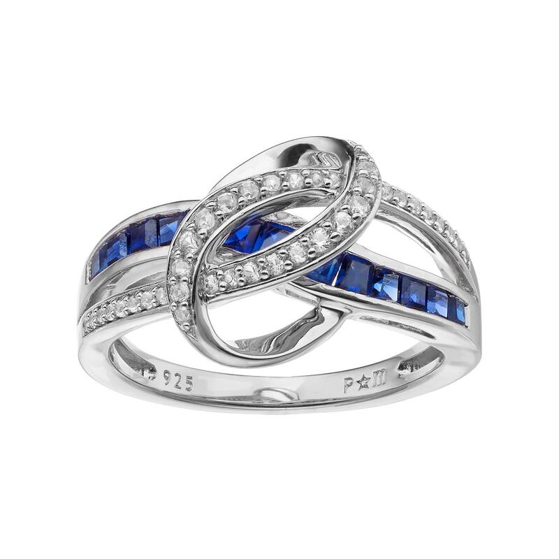 アンブランデッド レディース アクセサリー リング Unbranded Sterling Silver Lab-Created Blue & White Sapphire Swirl Ring Silvertone ホワイト