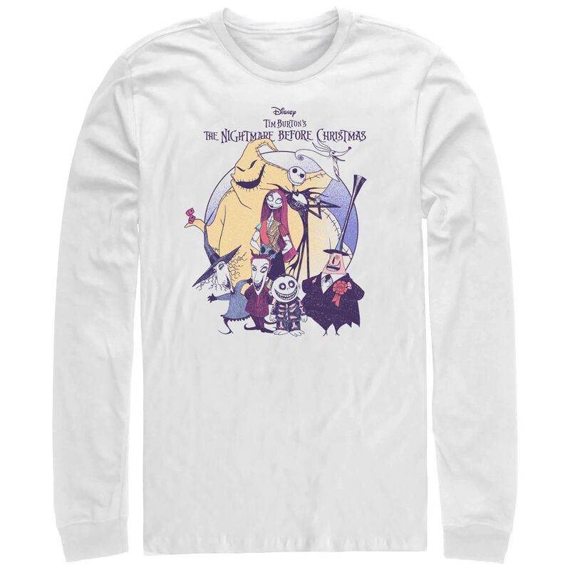 ディズニー メンズ トップス Tシャツ グラフィック Disney's The Nightmare Before Christmascary Group Men's Long Sleeve Graphic Tee White ホワイト