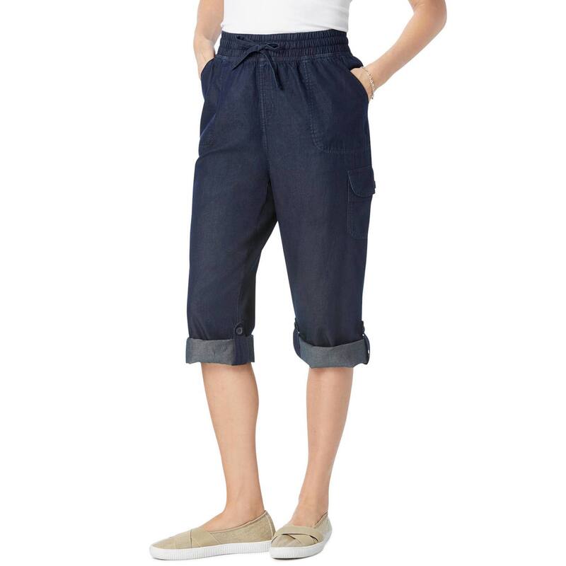 ウーマン ウィズイン レディース ボトムス カジュアルパンツ プラスサイズ キャップ Woman Within Women's Plusize Convertiblength Cargo Capri Pant Indigo インディゴ｜ReVida 店 9,786円