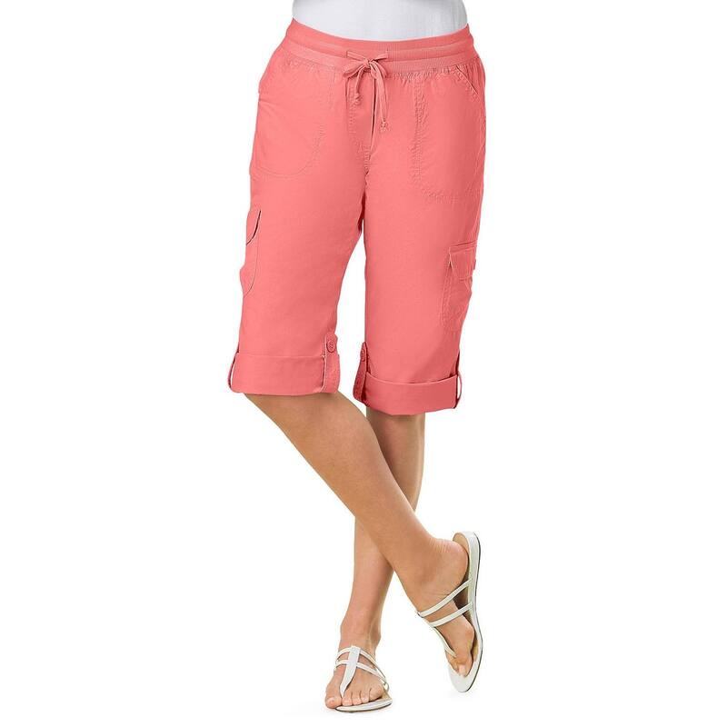 ウーマン ウィズイン レディース ボトムス カジュアルパンツ プラスサイズ キャップ Woman Within Women's Plusize Convertiblength Cargo Capri Pant Sweet Coral コーラル|ReVida 店