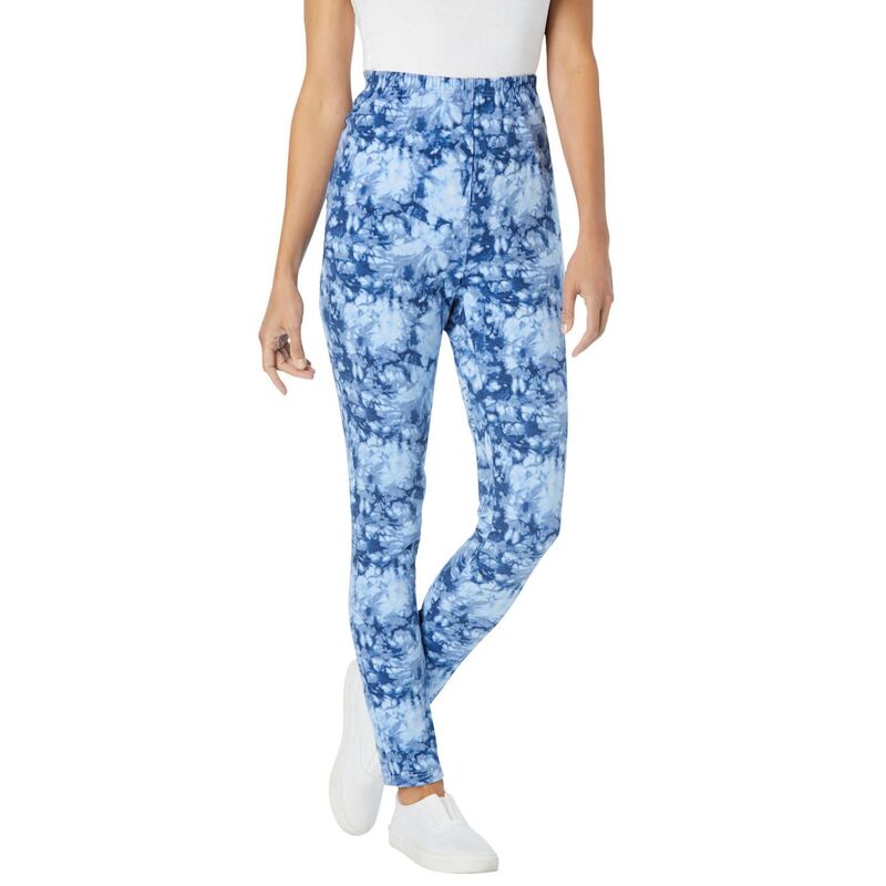 ウーマン ウィズイン レディース ボトムス カジュアルパンツ プラスサイズ プリントール コットン Woman Within Women's Plusize Tall Stretch Cotton Printed Legging Blue Tie Dye ブルー｜ReVida 店