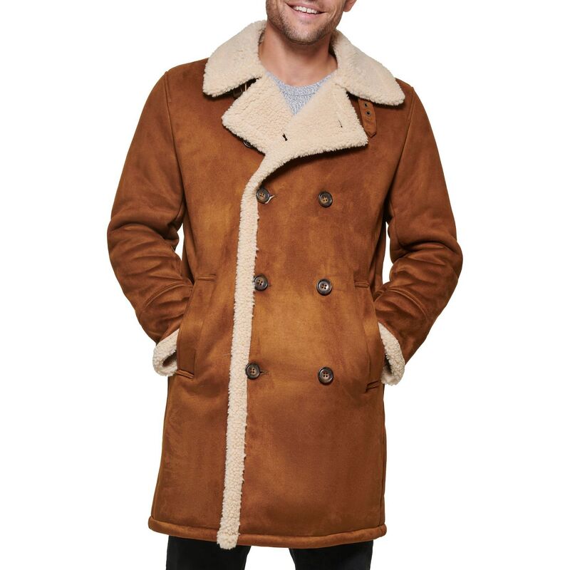 ドッカーズ メンズ アウター ジャケット・ブルゾン コート Men's DockersR Faux Shearling Walking Coat Cognac｜ReVida 店