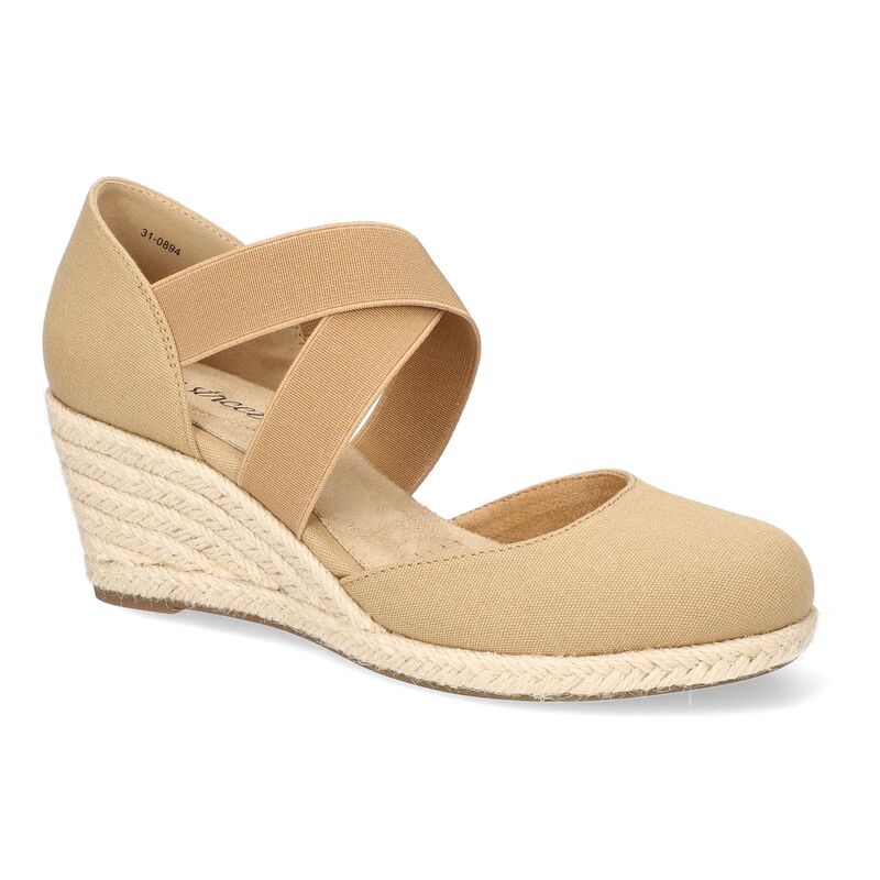 イージーストリート レディース シューズ サンダル Easy Street Pari Women's Espadrille Wedge Sandals Natural Canvas|ReVida 店