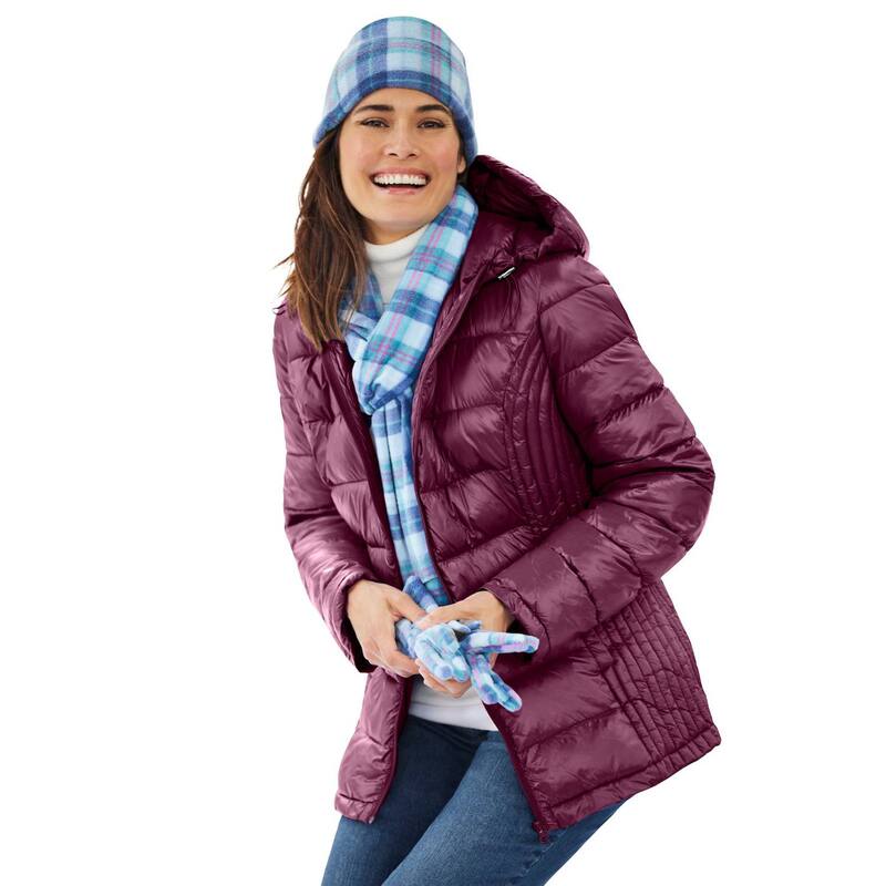 ウーマン ウィズイン レディース アウター ジャケット・ブルゾン プラスサイズ Woman Within Women's Plusize Packable Puffer Jacket Deep Claret