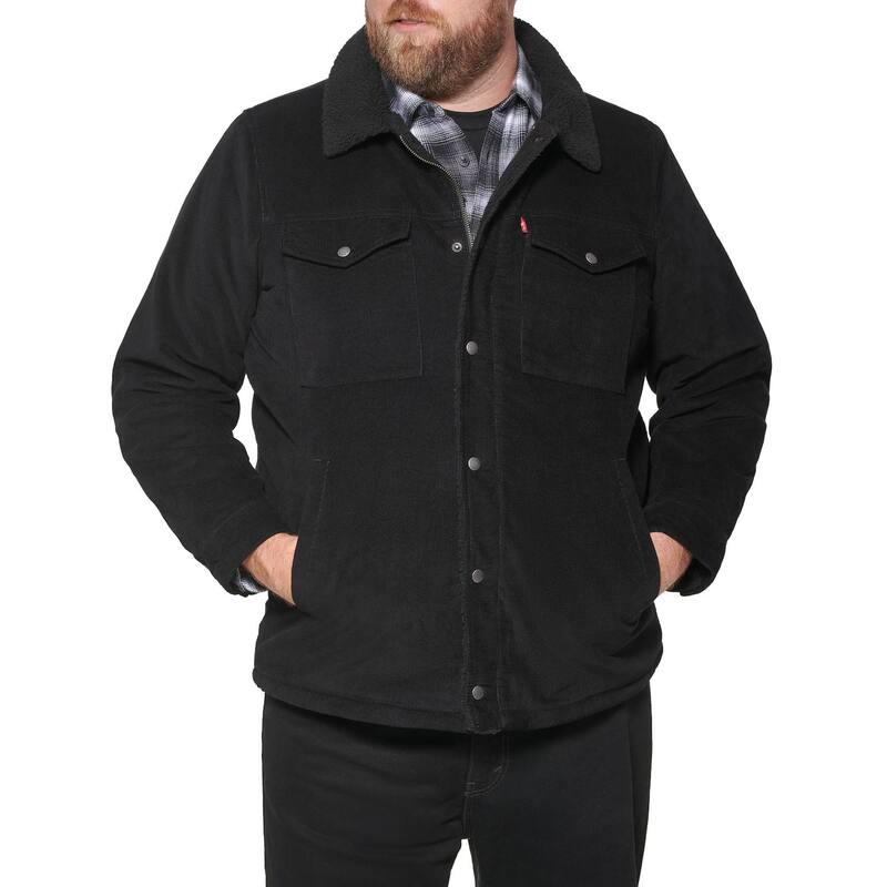 リーバイス メンズ アウター ジャケット・ブルゾン コーデュロイ トール Big & Tallevi'sR Classicorduroy Sherpa-Lined Trucker Jacket Black ブラック