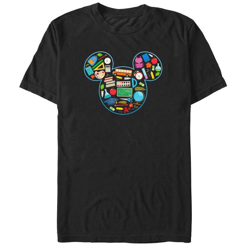 ディズニー メンズ トップス Tシャツ トール グラフィック Disney's Mickey Mouse School Supply Icons Big & Tall Graphic Tee Black ブラック