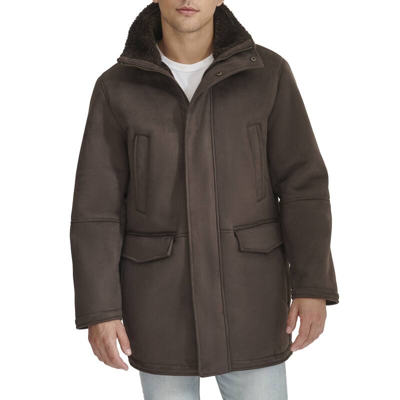 ドッカーズ メンズ アウター ジャケット・ブルゾン コート Men's DockersR Faux Shearling Walking Coat Dark Brown ブラウン