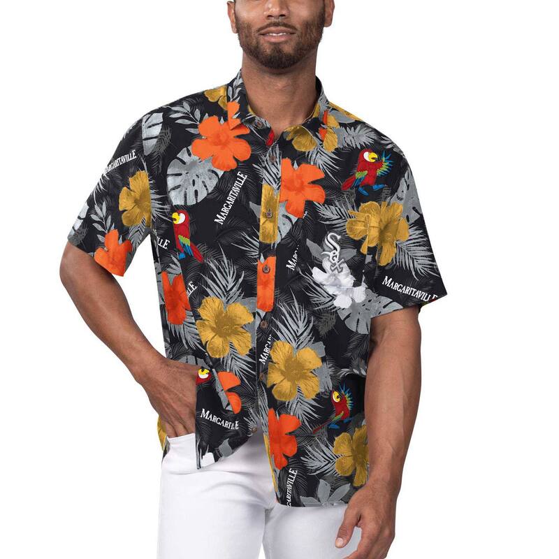 マルガリータビル メンズ トップス Tシャツ フラワー柄 フラワー Men's Margaritaville Black Chicago White Sox Island Life Floral Party Button-Up Shirt Sox Black ブラック