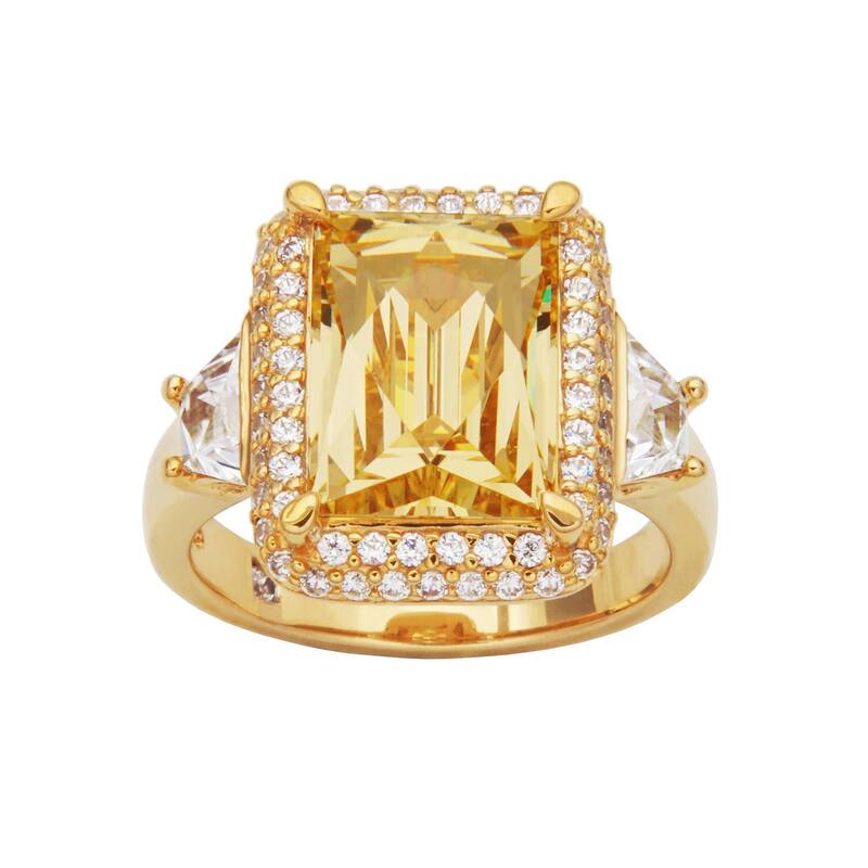 アンブランデッド レディース アクセサリー リング Unbranded 18k Gold Over Silver Tycoon Cut Canaryellow Cubic Zirconia & White Cubic Zirconia Halo Ringold Tone ゴールド