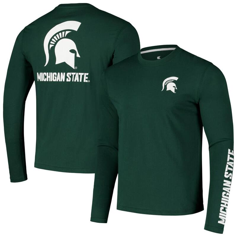 コロシアム メンズ トップス Tシャツ ロゴ Men's Colosseum Green Michigan State Spartans Logo Lockup 3-Hit Active Blend Long Sleeve T-Shirt Msu Green グリーン