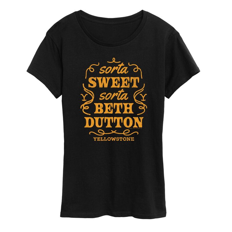 アニメキャラクター レディース トップス Tシャツ グラフィック Licensed Character Women's Yellowstone Sorta Beth Dutton Graphic Tee Black ブラック