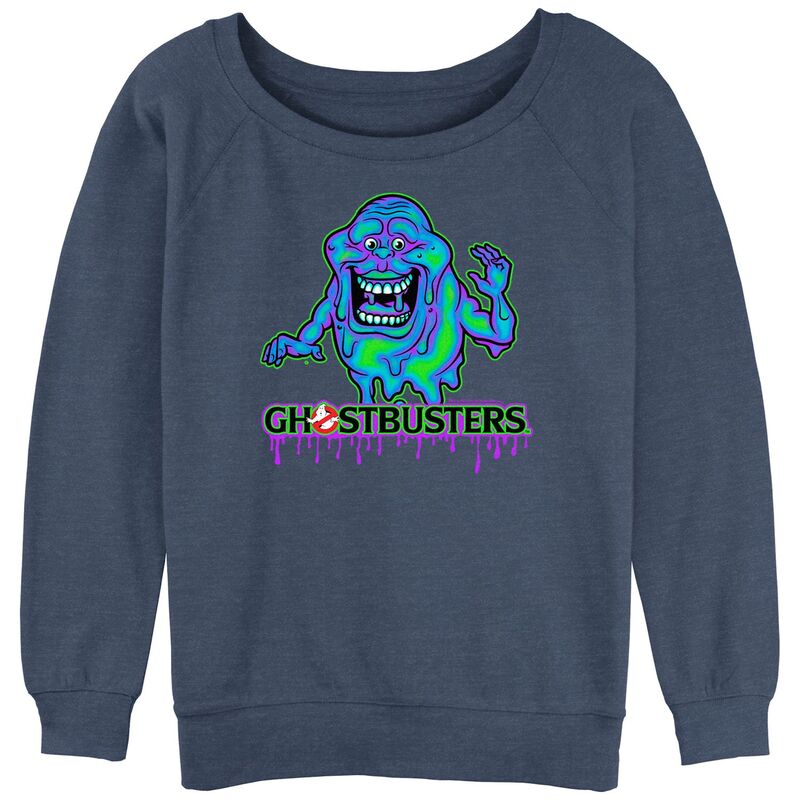 アニメキャラクター レディース トップス Tシャツ グラフィック Licensed Character Juniors' Ghostbusters Ghost Slime Graphic Pullover Blue Heather ヘザー