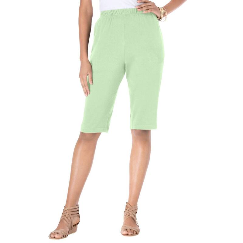 ロアマンズ レディース ボトムス ハーフパンツ・ショーツ プラスサイズ ニット Roaman's Women's Plusize Soft Knit Bermuda Short Green Mint グリーン｜ReVida 店