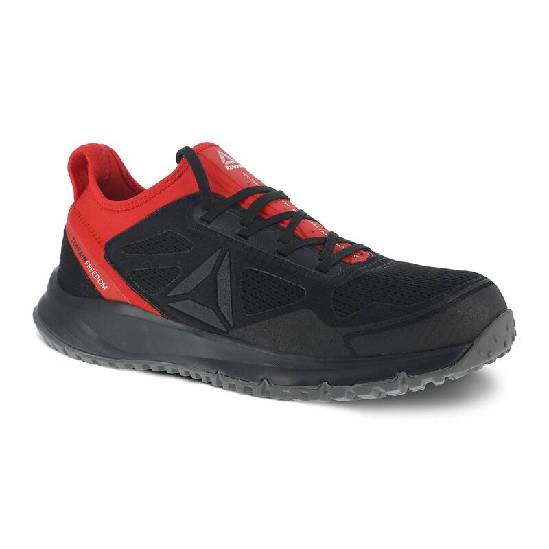 リーボック メンズ シューズ ブーツ・レインブーツ Tシャツ Reebok Work All Terrain Men'steel Toe Shoes Black Red ブラック|ReVida 店