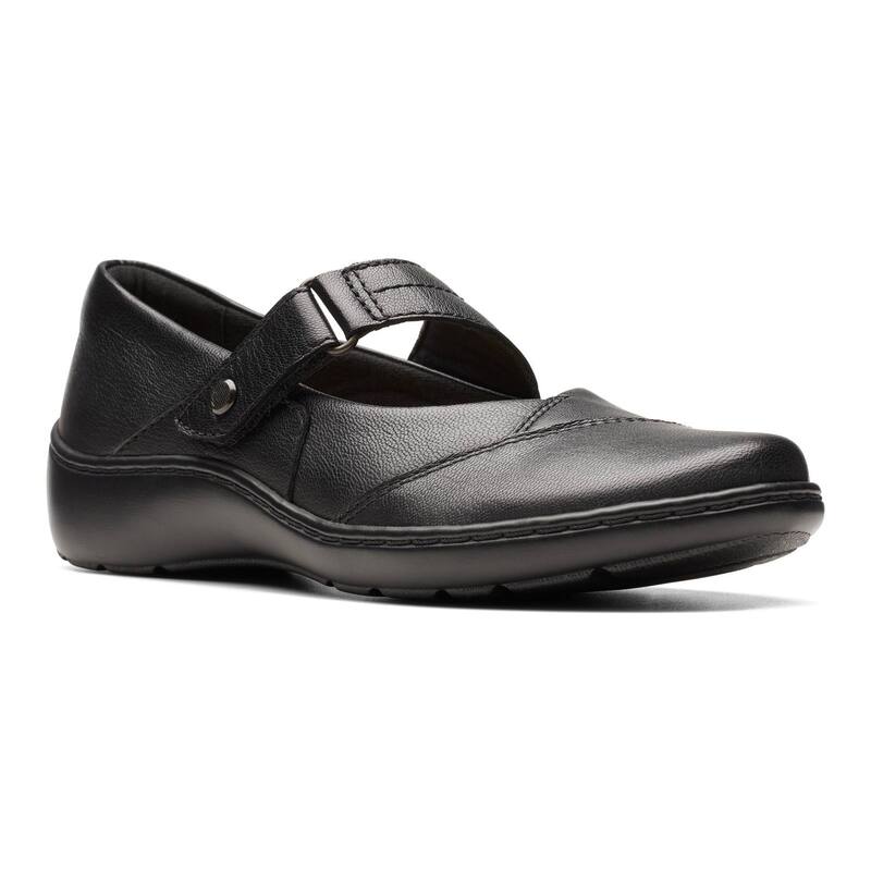 クラークス レディース シューズ サンダル レザー ClarksR Cora Gema Women's Leather Maryjane Shoes Black ブラック｜ReVida 店