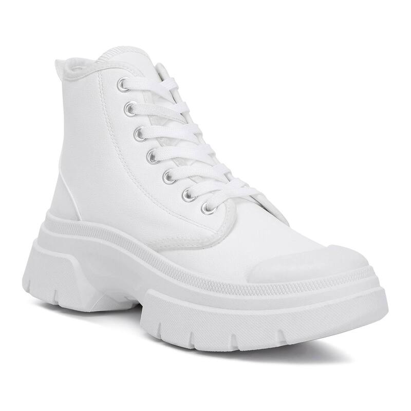ロンドンラグ レディース シューズ ブーツ・レインブーツ レース London Rag Roxane Women's Chunky Lace Up Boots White ホワイト