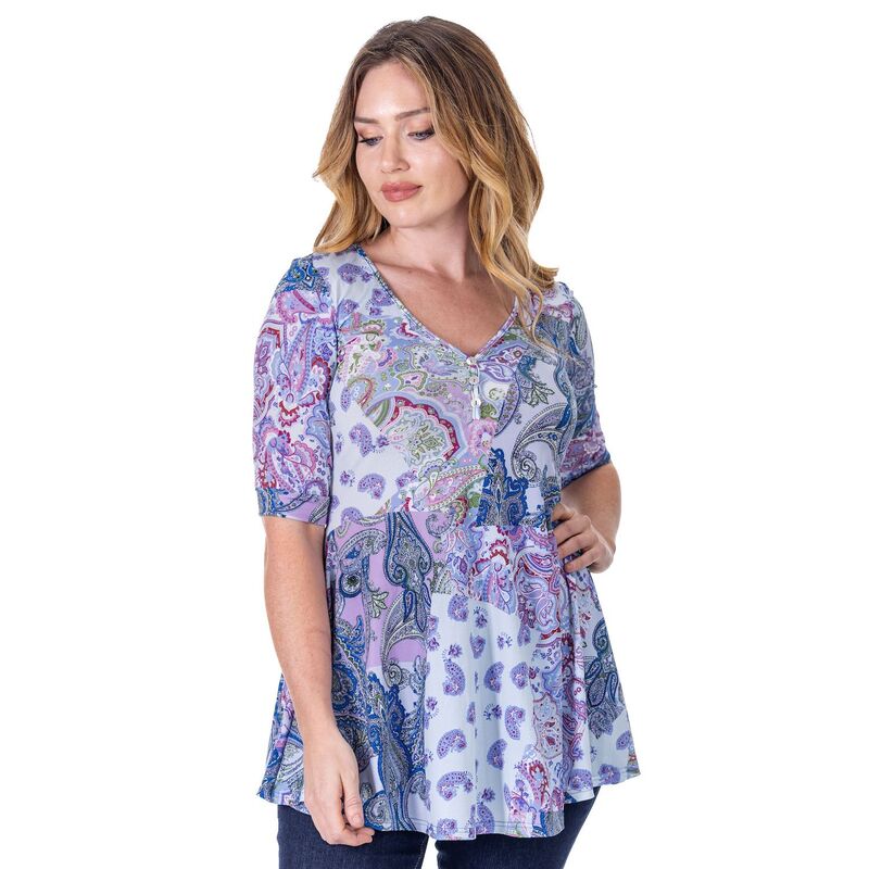 24 セブンコンフォート レディース トップス シャツ Vネック プリント Women's 24seven Comfort Apparel Paisley Print V Neck Henley Tunic Topurple Multi パープル 11,886円