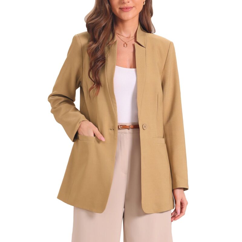 アレグラ ケー レディース アウター ジャケット・ブルゾン ブレザー ALLEGRA K Single Button Blazer For Women's Work Office Lapelong Sleeve Jacket Suit Blazer Brown ブラウン