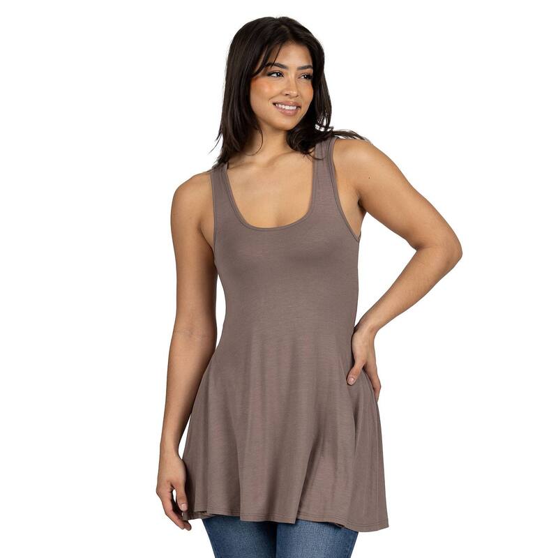 24 セブンコンフォート レディース トップス シャツ ノースリーブ Women's 24Seven Comfort Apparel Scoop Neck Sleeveless Tunic Top Taupe トープ｜ReVida 店 9,485円
