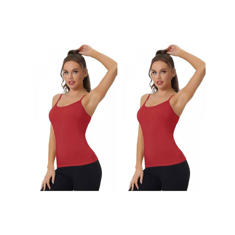 アレグラ ケー レディース トップス Tシャツ ノースリーブ ALLEGRA K 2 Packs Women's Camisole Built-in Bra Padded Adjustable Spaghetti Strap Sleeveless Tanks Tops Burgundy バーガンディ|ReVida 店