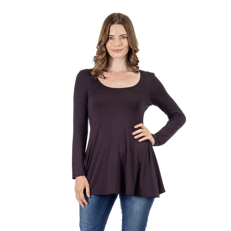 24 セブンコンフォート レディース トップス シャツ Women's 24Seven Comfort Apparel Swing Style Flared Tunic Top Brown ブラウン|ReVida 店