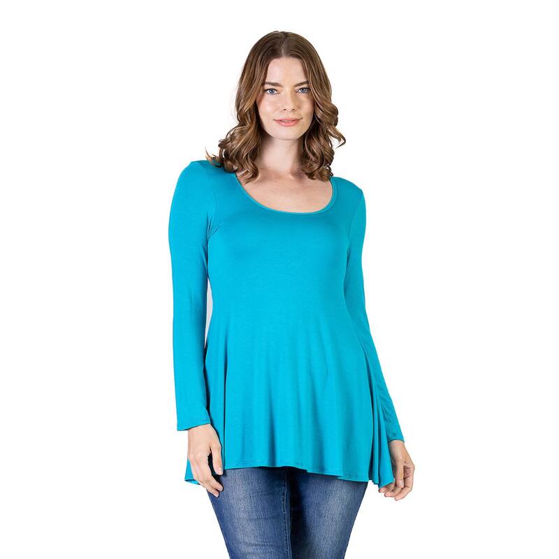 24 セブンコンフォート レディース トップス シャツ Women's 24Seven Comfort Apparel Swing Style Flared Tunic Top Jade|ReVida 店