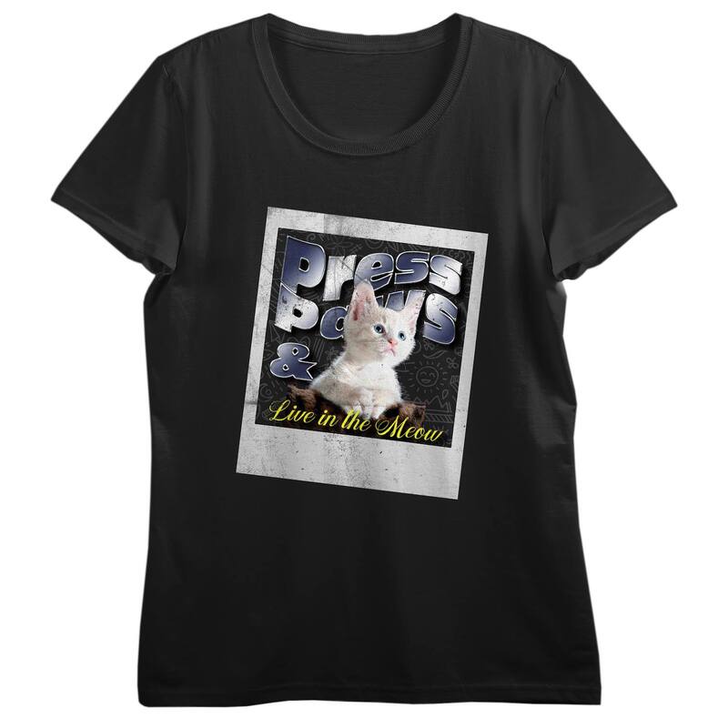 アンブランデッド レディース トップス Tシャツ グラフィック Unbranded Juniors' Live In The Meow Cat Photo Graphic Tee Black ブラック