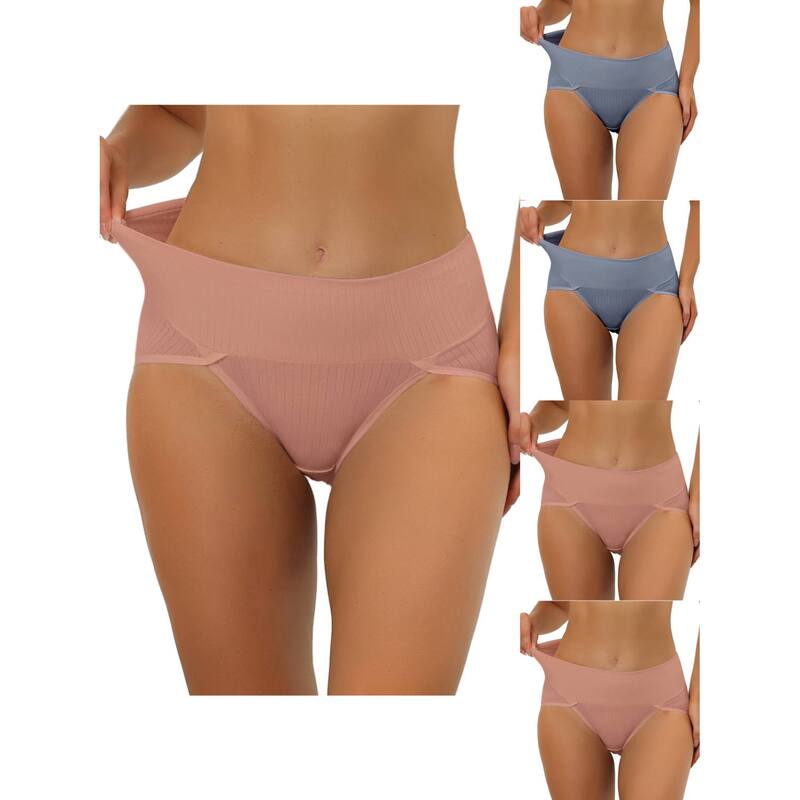 アレグラ ケー レディース アンダーウェア パンツ ハイウエスト プラスサイズ リブ ALLEGRA K 5 Packs Women's Hi-cut Ribbed High Waistummy Control Underwear Available In Plusize Light Red Blue ブルー｜ReVida 店