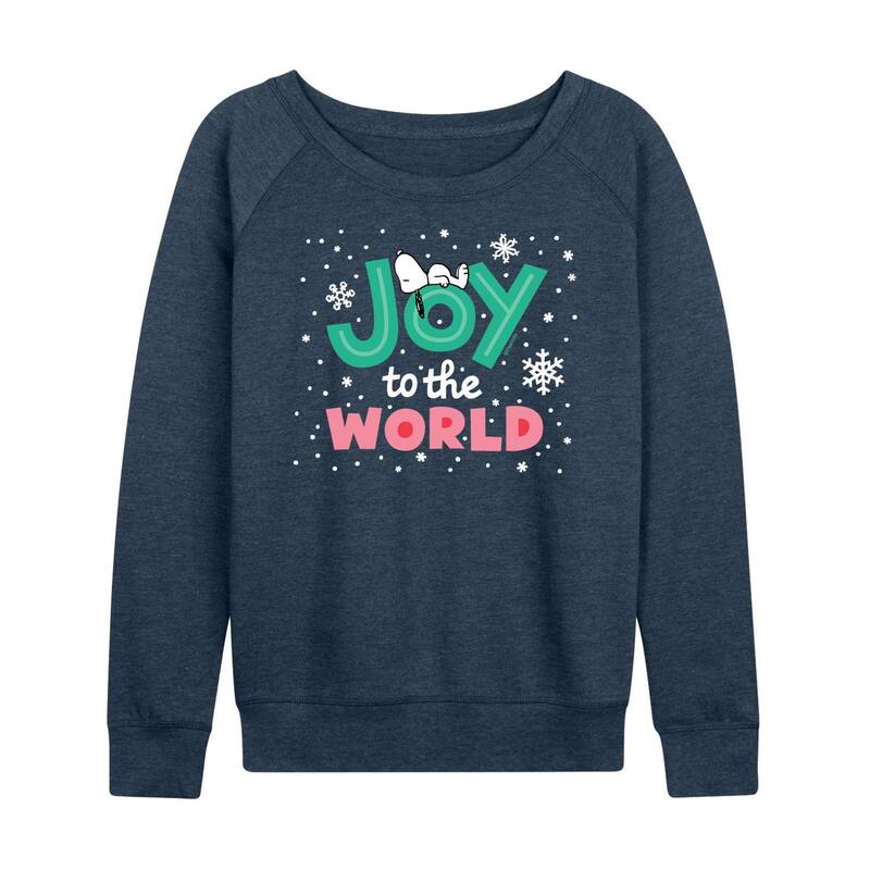 アニメキャラクター レディース トップス Tシャツ パイル スウェット Licensed Character Women's Peanuts Joy To The World Lightweight French Terry Sweatshirt Heather Indigo ヘザー