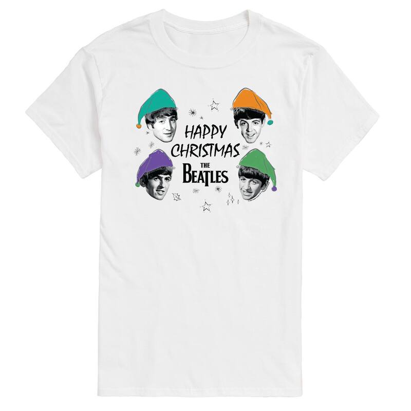 アニメキャラクター メンズ トップス Tシャツ トール グラフィック Licensed Character Big & Tall The Beatles Happy Christmas Graphic Tee White ホワイト