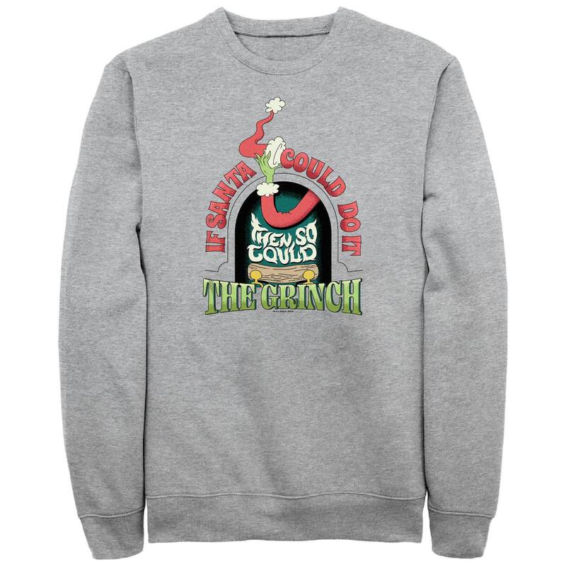 アニメ文字記号 メンズ トップス ティーシャツ トール フリース グラフィック Licensed Character Big \u0026 Tall Dr. Seuss Grich If Santa Couldo It Graphic Fleece Athletic Heather ギョリュウモドキ Tシャツ・カットソー-トップス-メンズファッション