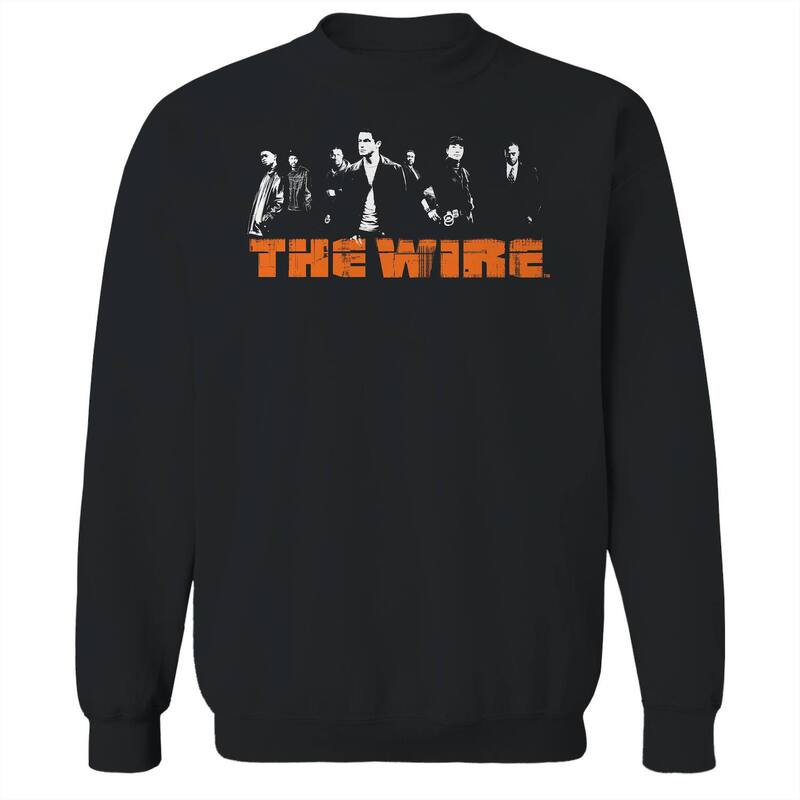 アニメ文字記号 メンズ トップス ティーシャツ 流汗 フリース グラフィック Licensed Character Men\u0027s The Wire Graphic Teehe Wire Casthe Wire Graphic Fleece Crew Sweatshirt Black 黒いこと Tシャツ・カットソー-メンズファッション-トップス