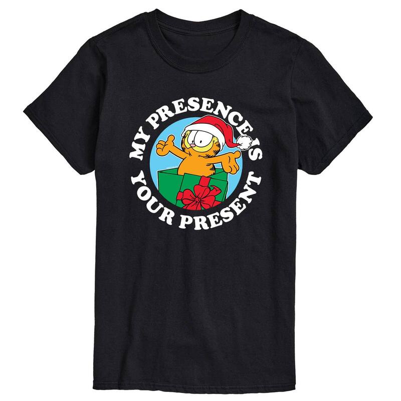 アニメキャラクター メンズ トップス Tシャツ トール グラフィック Licensed Character Big & Tall Garfield My Presence Is Your Present Graphic Tee Black ブラック