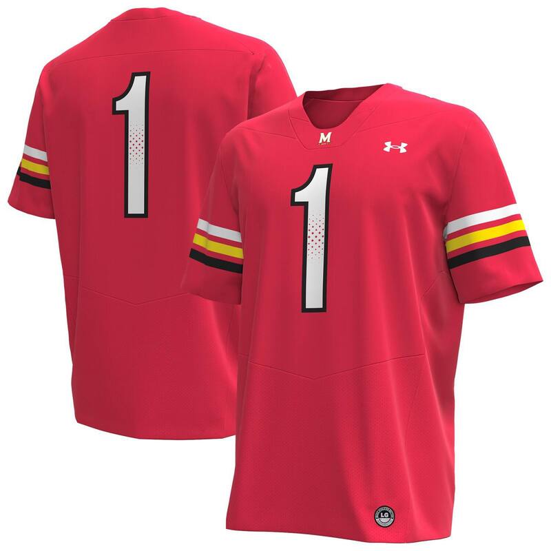 アンダーアーマー メンズ トップス Tシャツ ジャージー Men's Under Armour #1 Red Maryland Terrapins Replica Football Jersey Mared レッド