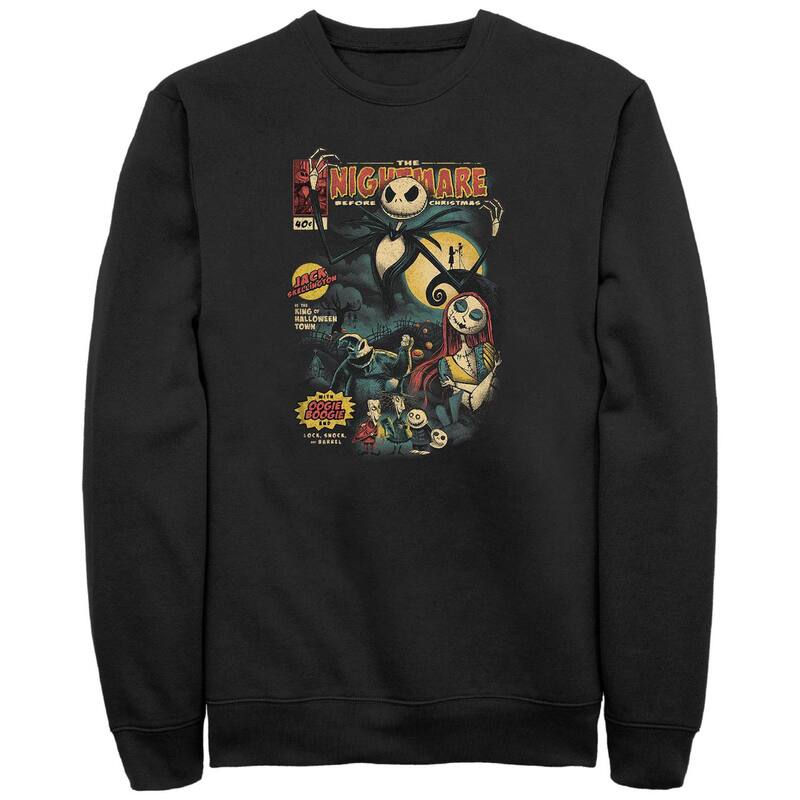 ウォルトディズニー メンズ トップス ティーシャツ フリース グラフィック Disney\u0027s The Nightmare Before Christmas Graphic Novel Cover Men\u0027s Graphic Fleece Black 黒いこと メンズファッション-トップス-Tシャツ・カットソー
