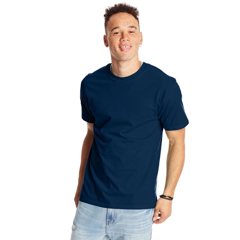 ヘインズ メンズ トップス シャツ Men's HanesR Beefy-T 2-Pack T-Shirt Navy ネイビー
