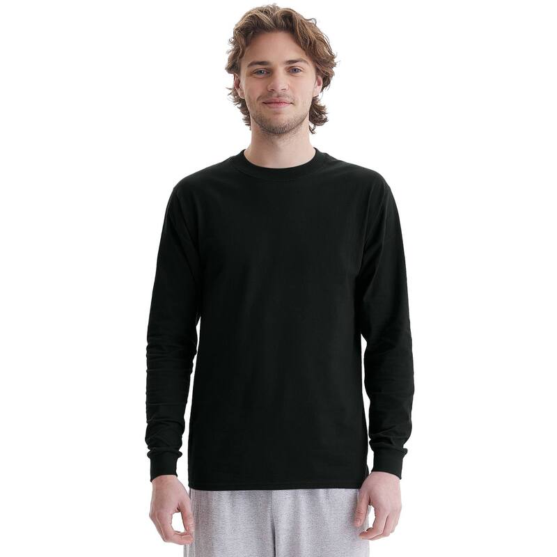 ヘインズ メンズ トップス Tシャツ 長袖 Men's HanesR Beefy-T 2-Pack Long-Sleeve T-Shirt Black ブラック｜ReVida 店