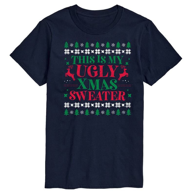 アニメキャラクター メンズ トップス Tシャツ トール セーター グラフィック Licensed Character Big & Tall This My Ugly Xmasweater Graphic Tee Navy ネイビー