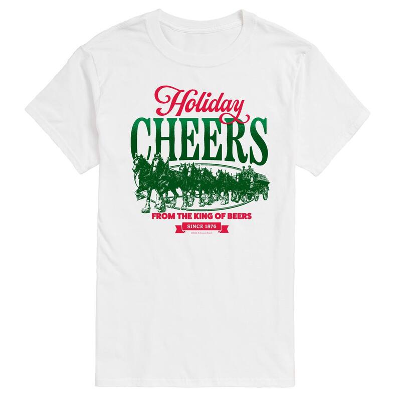 アニメキャラクター メンズ トップス Tシャツ トール グラフィック Licensed Character Big & Tall Budweiser Clydesdales Holiday Cheers Graphic Tee White ホワイト
