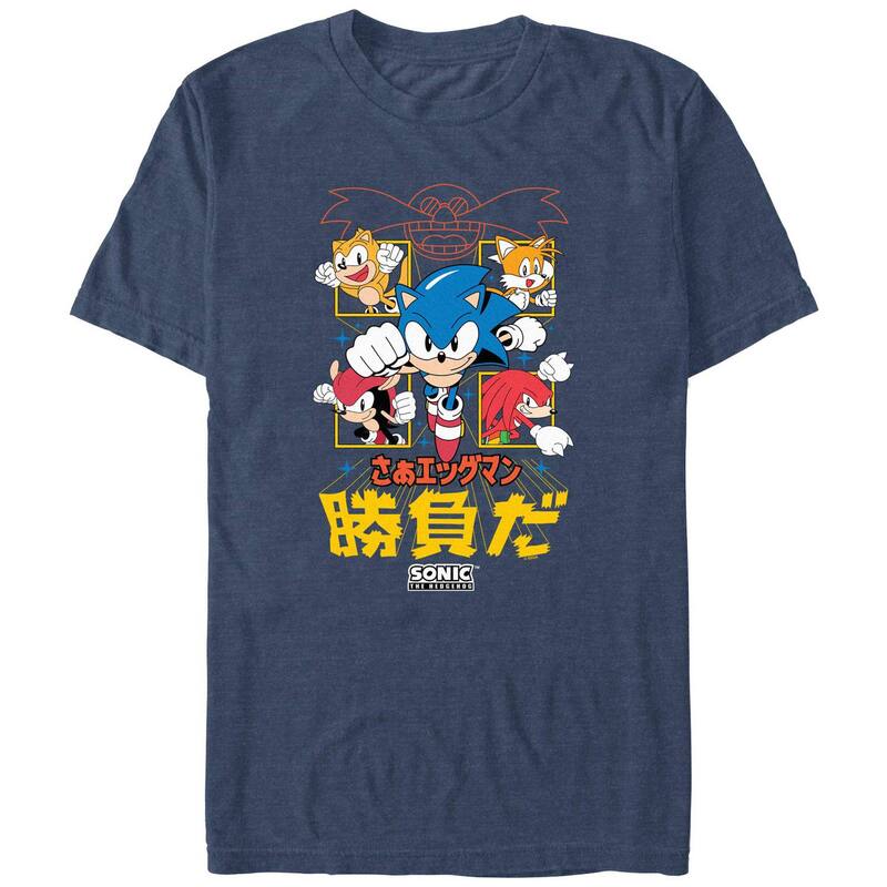 アニメキャラクター メンズ トップス Tシャツ グラフィック Licensed Character Men'sonic Thedgehog It's A Match Graphic Tee Navy Heather ヘザー