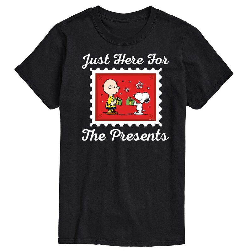 アニメキャラクター メンズ トップス Tシャツ トール グラフィック Licensed Character Big & Tall Peanuts Just Here For The Presents Graphic Tee Black ブラック