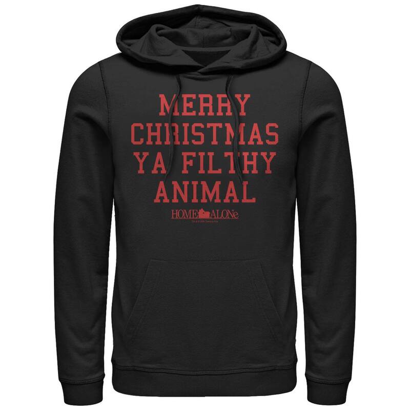 アニメキャラクター メンズ トップス Tシャツ トール パーカー グラフィック Licensed Character Big & Tall  Alone Merry Christmas Ya Filthy Animal Graphic Hoodie Black ブラック