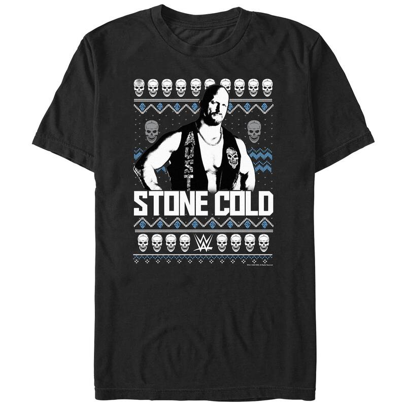 アニメキャラクター メンズ トップス Tシャツ トール セーター グラフィック Licensed Character Big & Tall WWE Stone Cold Christmasweater Graphic Tee Black ブラック