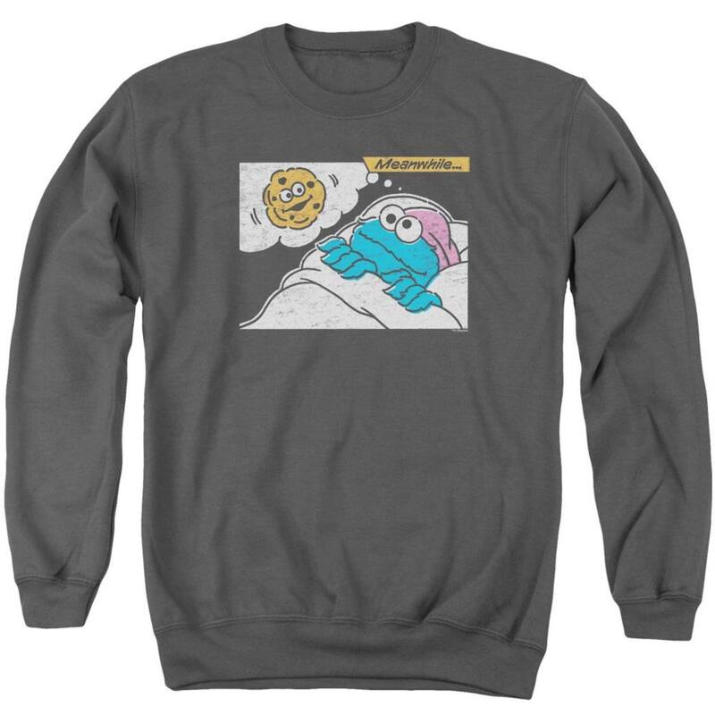 アニメキャラクター メンズ アウター ニット・セーター クルーネック スウェット シャツ Licensed Character Sesame Street Meanwhile Adult Crewneck Sweatshirt Charcoal チャコール