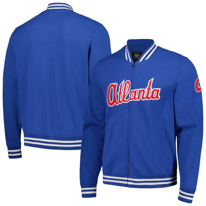 アンブランデッド メンズ アウター ジャケット・ブルゾン Unbranded Men\'s \'47 Royal Atlanta Braves Wax Pack Pro Camden Full-Zip Track Jacket Brv Blue ブルー