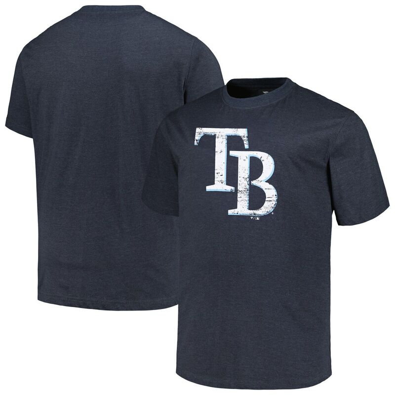 プロファイル メンズ トップス Tシャツ トール ロゴ Men's Profile Heather Navy Tampa Bay Rays Big & Tall Weathered Logo T-Shirt Ray Navy ネイビー|ReVida 店